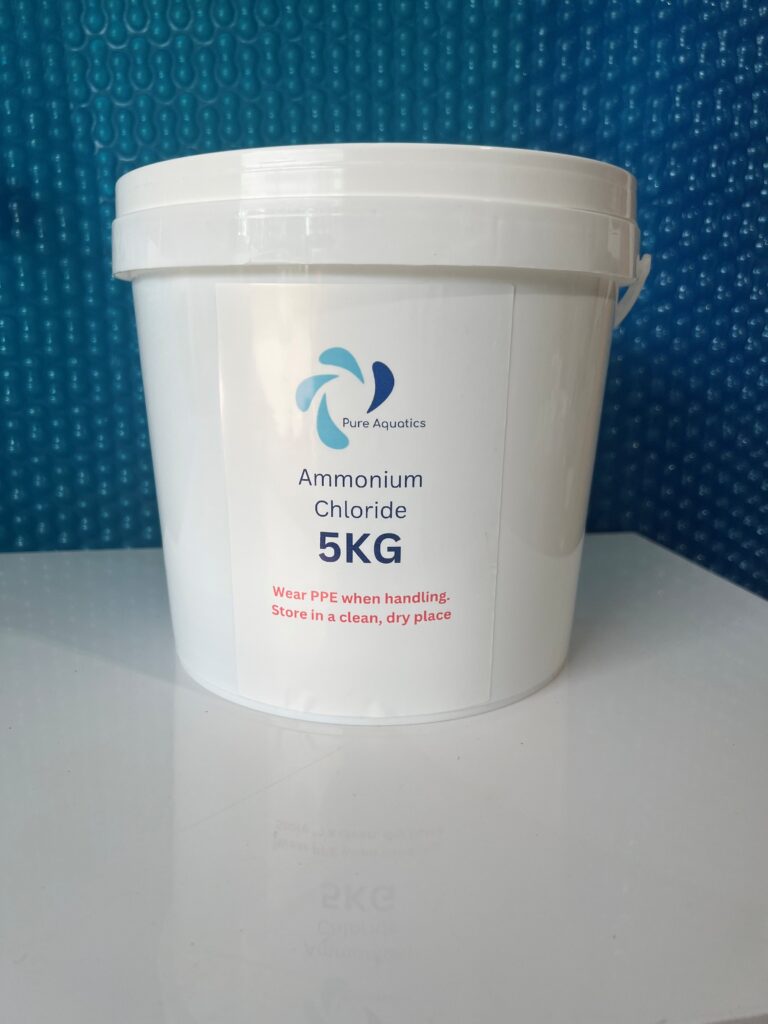 Ammonium Chloride Controlled ammonia for safe, fishless cycling Ammonium Chloride provides a clean, measurable ammonia source to establish and test biofilters without risking livestock. It allows precise control over ammonia input, making commissioning predictable and repeatable.
